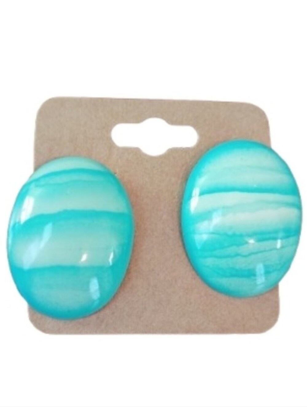 Fashion Jewelry Blue White Oval Post Stud Earrings